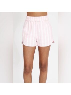 Smash + Tess Pink and White Striped Cotton Sleep Shorts